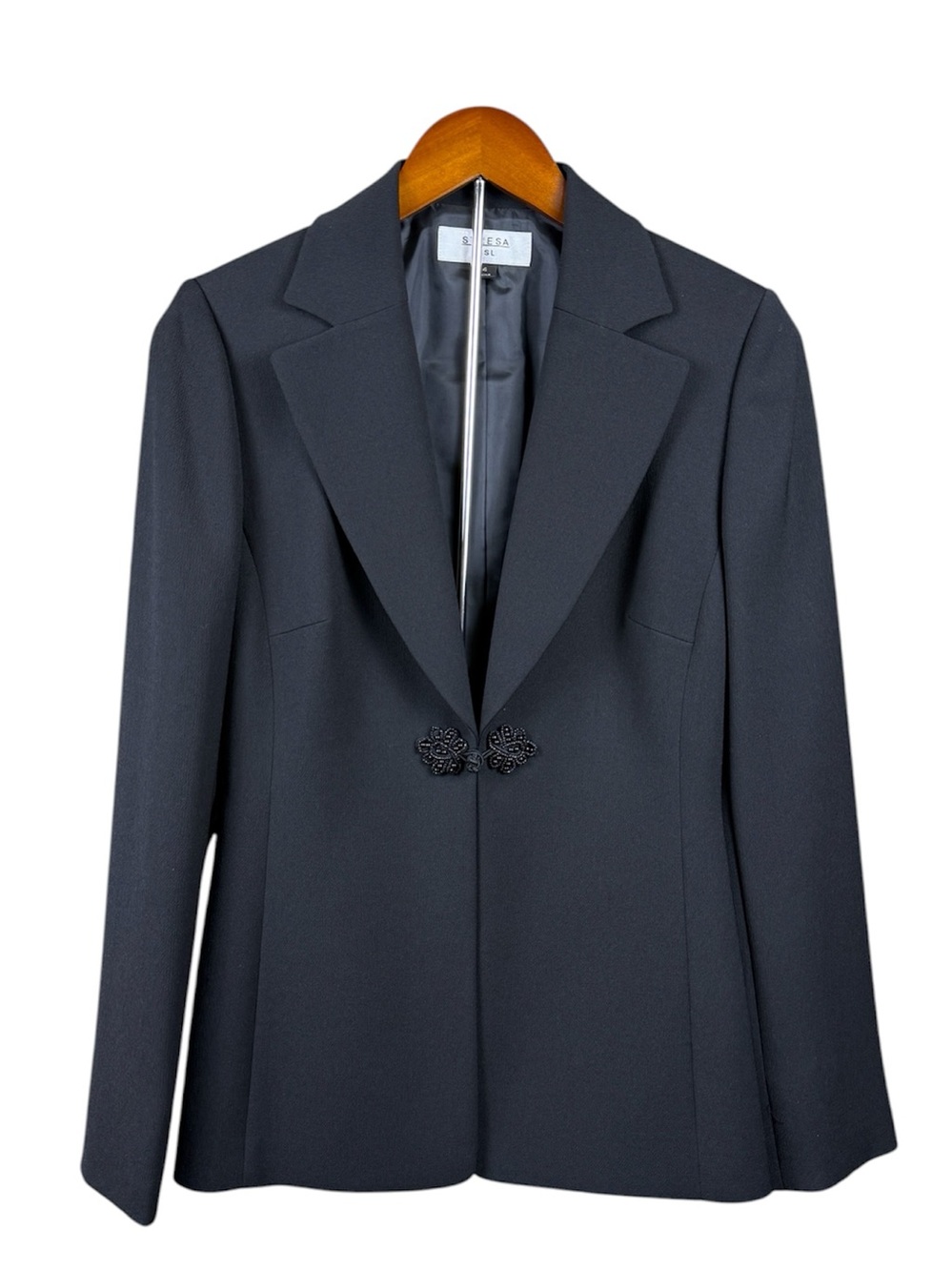 Stresa Black Blazer Jacket Tailored Lined Toggle Button Size 4